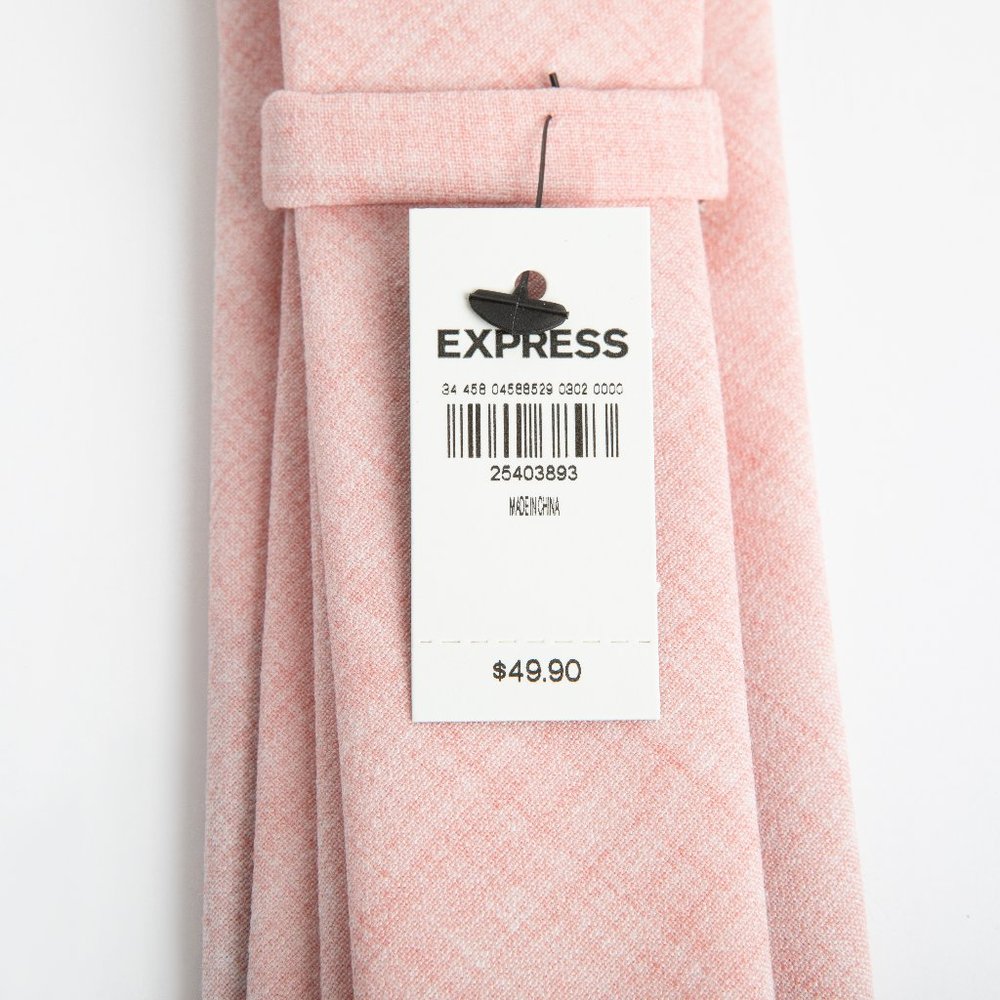NEW! Salmon Pink Narrow Textured Solid Tie - Picture 4 of 4